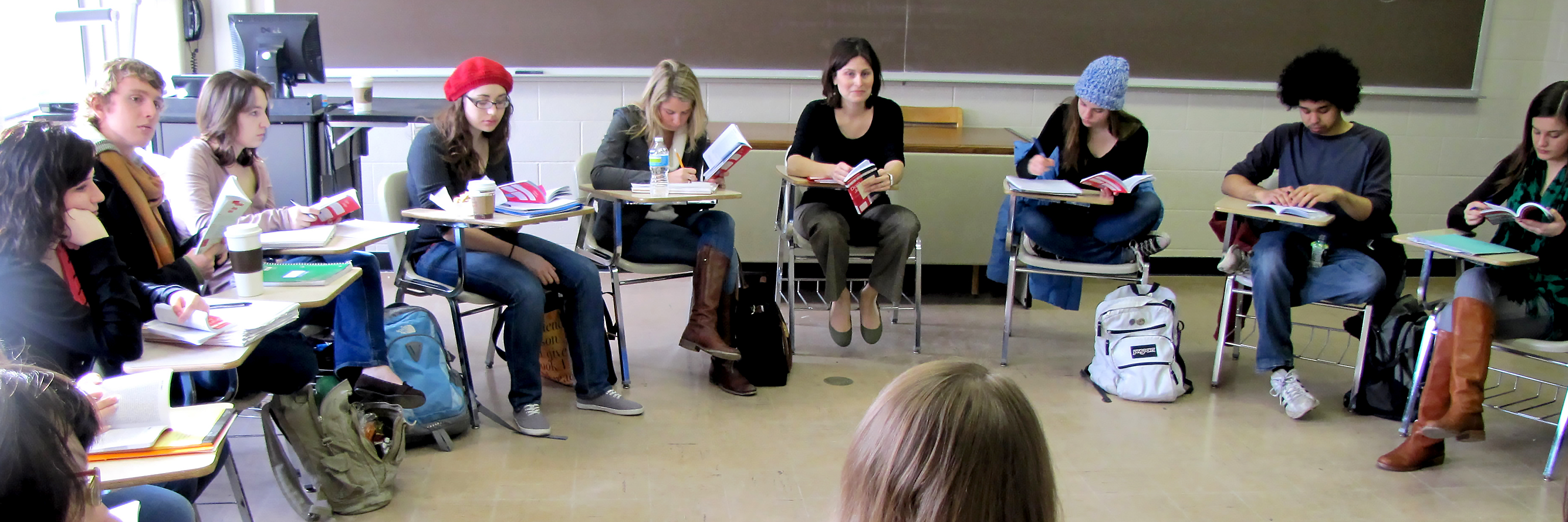Students in a French Instruction classroom on the Indiana University Bloomington campus.