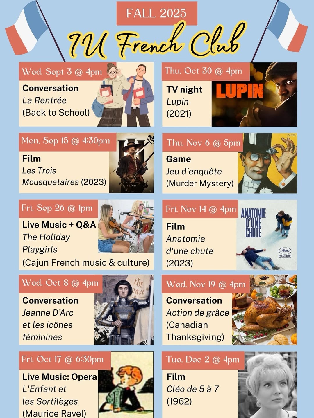 french club events flyer