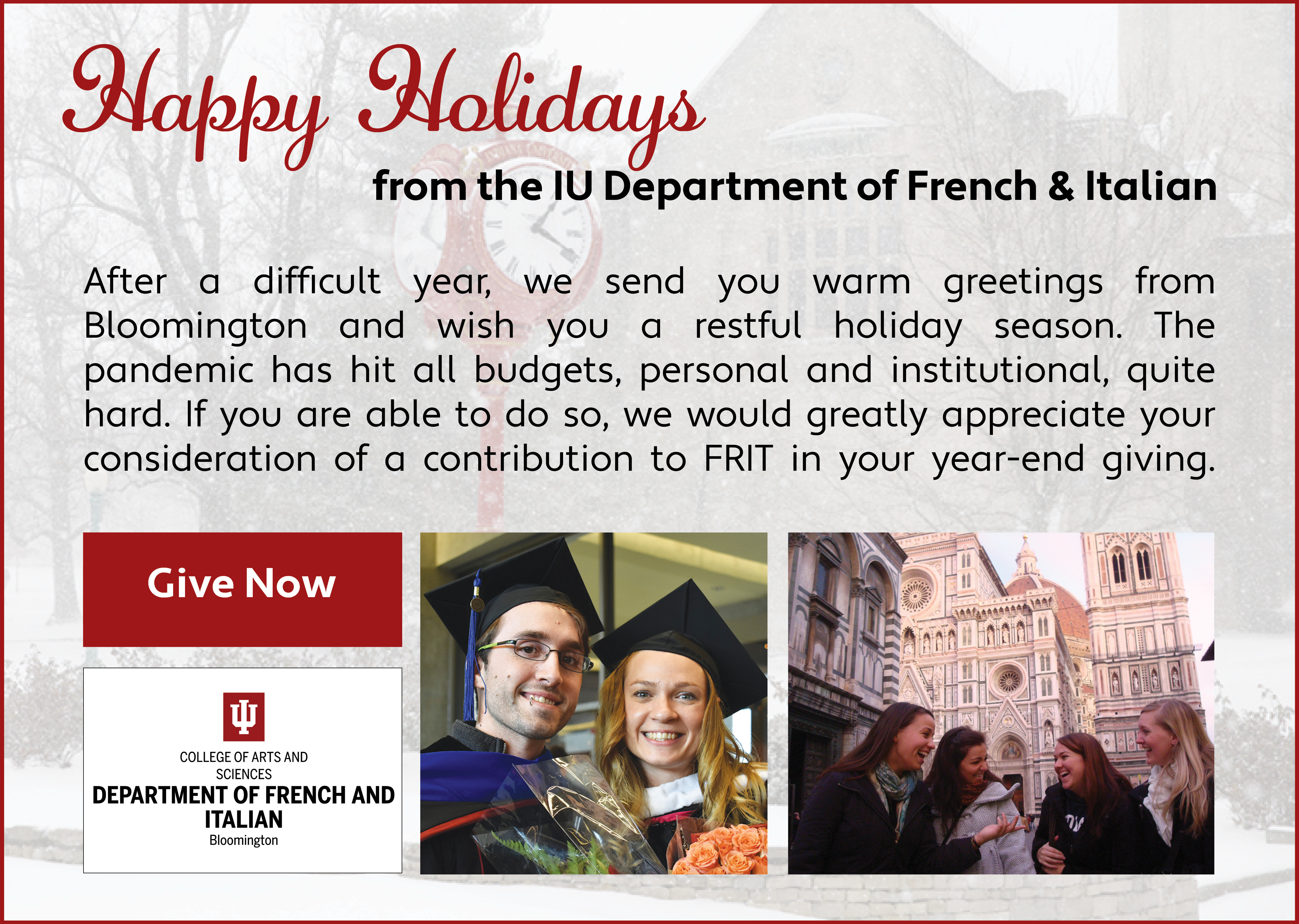 Happy Holiday from the Indiana University Department of French and Italian.