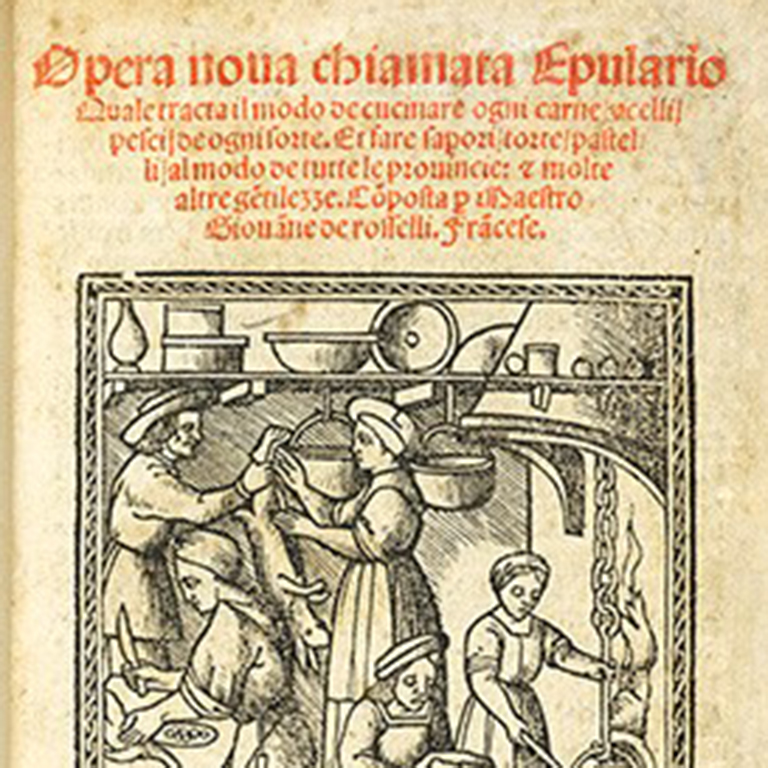 Opera Noua Chiamata Epulario by Giovanne de Rosselli (1517), one of the many 16th-century cookbooks that used the recipes of Maestro Martino. 