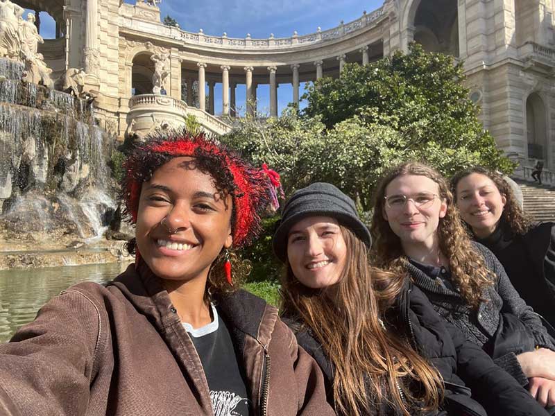 Leyla King, Anastasia Spahr, Jack Albin, and a UW student in Marseille