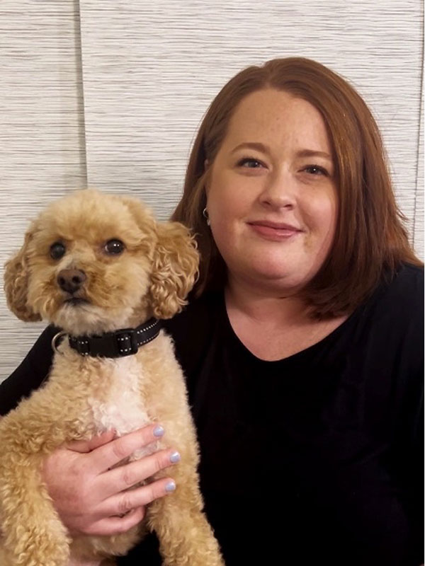 Director of French Language Instruction Erin Candeias and her beloved dog Dooley