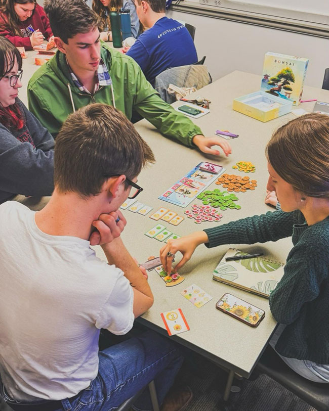 Students playing a game during class