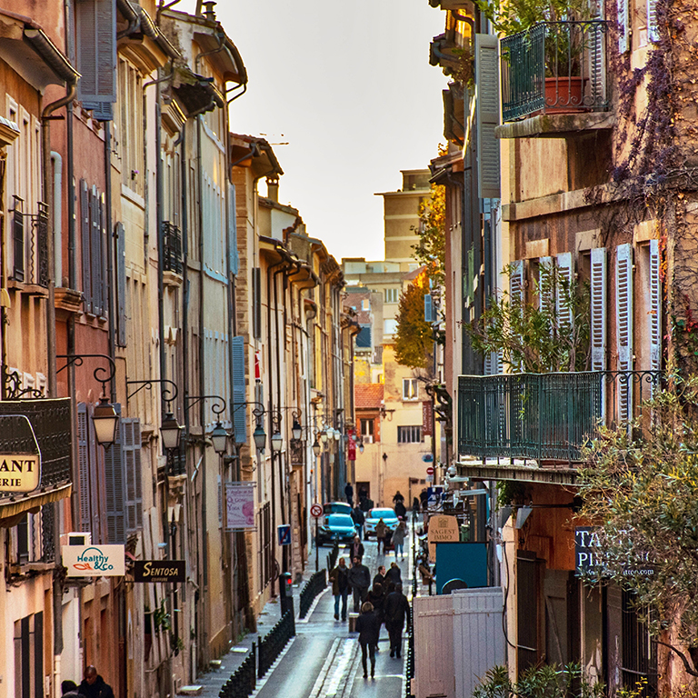 City street in Aix-en-Provence, France.