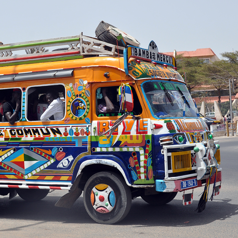 Colorful van seen in Dakar, Senegal.